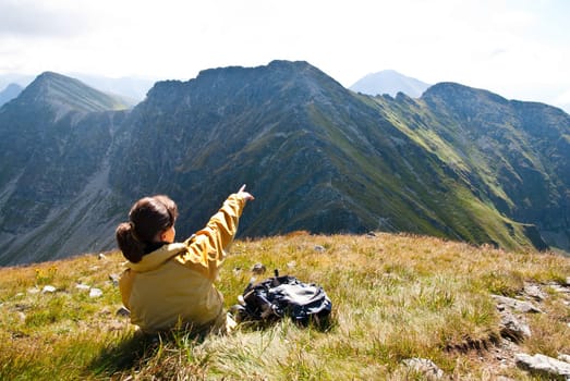 Relax on hiking - view on mountains