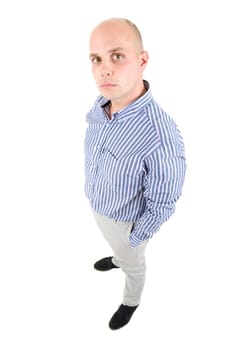 young casual man full body in a white background
