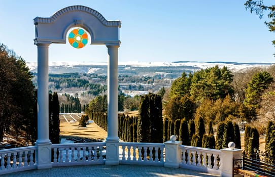 KISLOVODSK,RUSSIA - MARCH 07,2013:Pedestrian alley of the famous resort park of Kislovodsk.One of the largest and old parks of Russia. ...
