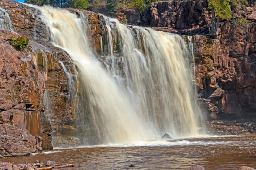 Dramatic Lower Gooseberry Falls in the Spring in Minnesota