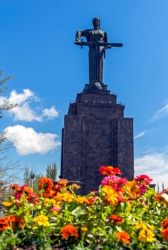 YEREVAN,ARMENIA - APRIL 22,2015:Mother Armenia Statue or Mayr hayastan. Monument located in Victory Park, Yerevan city, Armenia.