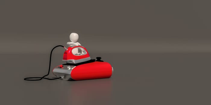 3d illustrator, 3d rendering of the White character and  irons.
