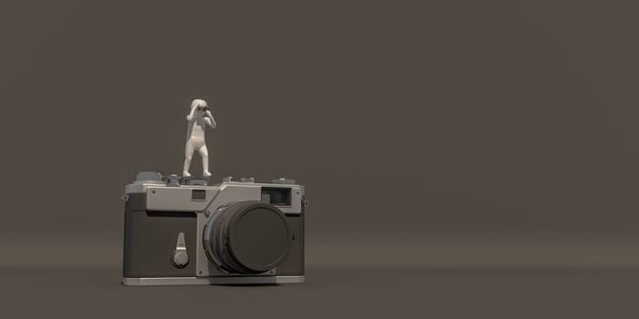 3d illustrator, 3d rendering of the  Photographer and camera.