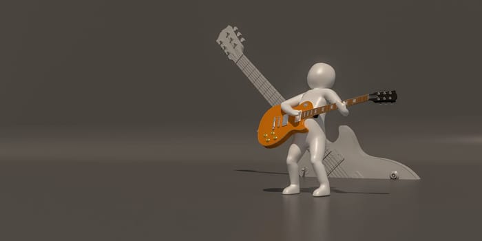 3d illustrator group of career musician symbols on a gray background, 3d rendering of the Music player. Includes a selection path.
