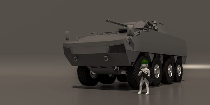 3d illustrator, 3d rendering, symbol of the Soldiers and weapons.