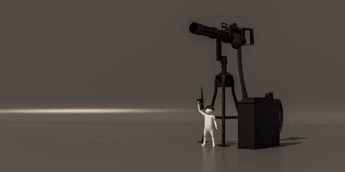3d illustrator, 3d rendering, symbol of the Soldiers and weapons.