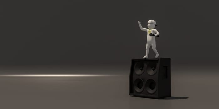 3d illustrator group of career musician symbols on a gray background, 3d rendering of the Music player. Includes a selection path.