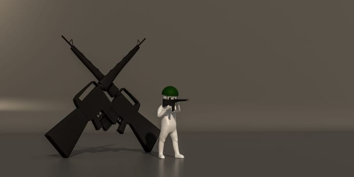 3d illustrator, 3d rendering, symbol of the Soldiers and weapons.