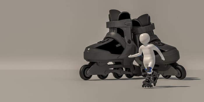 3d illustrator, 3d rendering, symbol of the roller Bass.