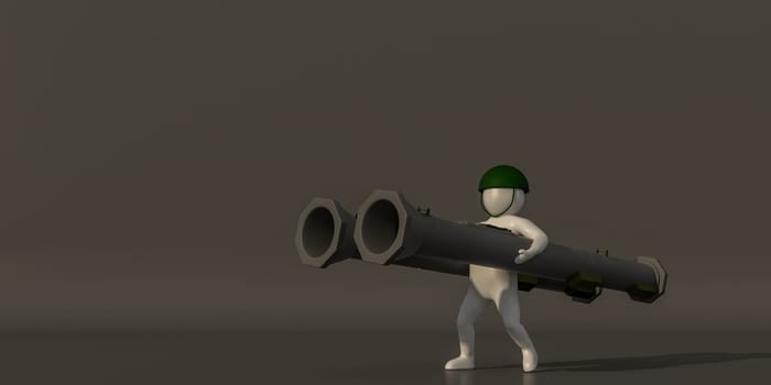 3d illustrator, 3d rendering, symbol of the Soldiers and weapons.