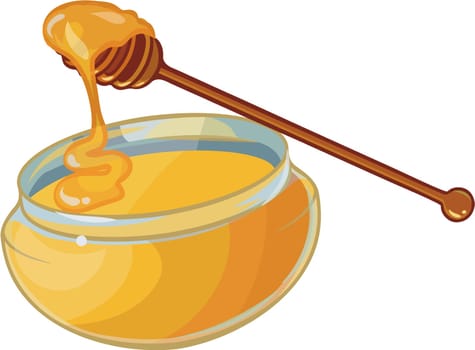 honey jar flowing fresh healthy illustration