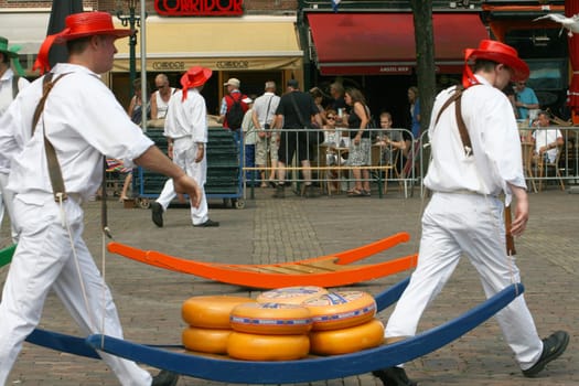 Alkmaar, The Netherlands  July 27th 2012: The weekly cheese market.