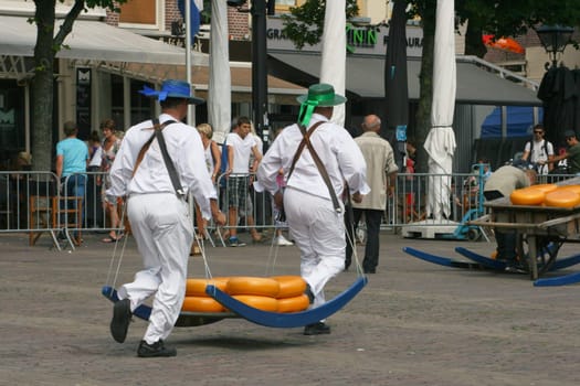 Alkmaar, The Netherlands  July 27th 2012: The weekly cheese market.