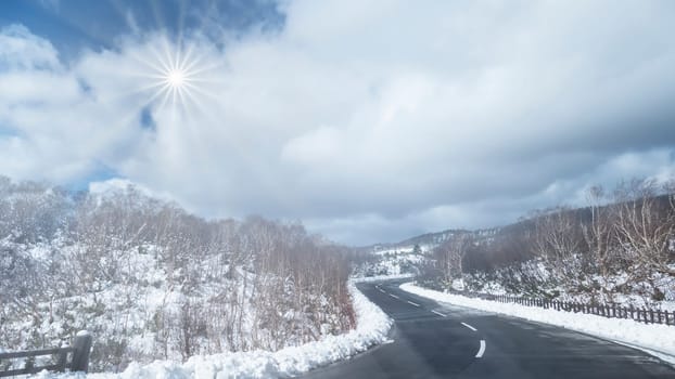 The Beautiful first snow in autumn, Mt. Hakkoda, Japan