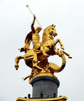 TBILISI,GEORGIA - APRIL 10,2011: Monument to St. George the Victorious by Zurab Tsereteli. Opened November 23, 2006.