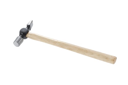 Pin hammer with wood shaft isolated on a white background