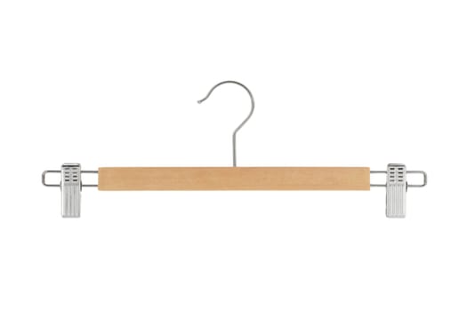 Wood and metal pants / skirt hanger isolated on a white background