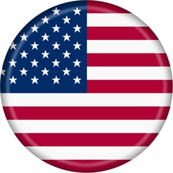 A United States flag button illustration with clipping path.
