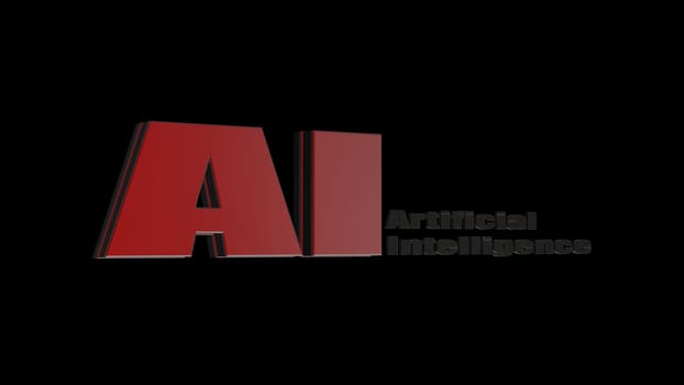 The 3d rendering of 3D AI Wording with white background