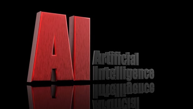 The 3d rendering of 3D AI Wording with white background
