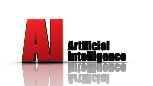 The 3d rendering of 3D AI Wording with white background