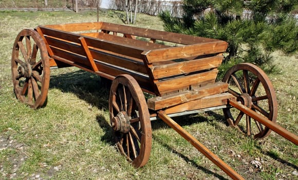 A old cart in a summer park.
