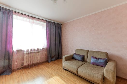 Russia, Moscow- September 10, 2019: interior room apartment modern bright cozy atmosphere. general cleaning, home decoration, preparation of house for sale