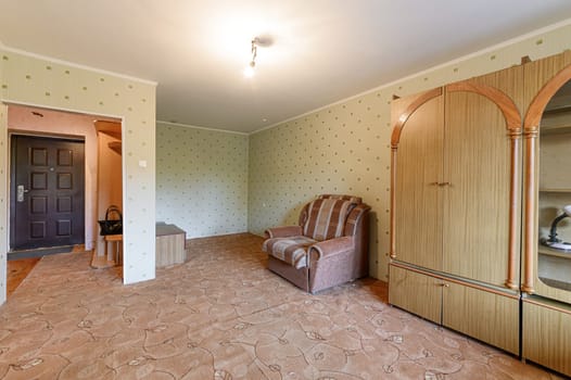 Russia, Moscow- September 10, 2019: interior room apartment modern bright cozy atmosphere. general cleaning, home decoration, preparation of house for sale