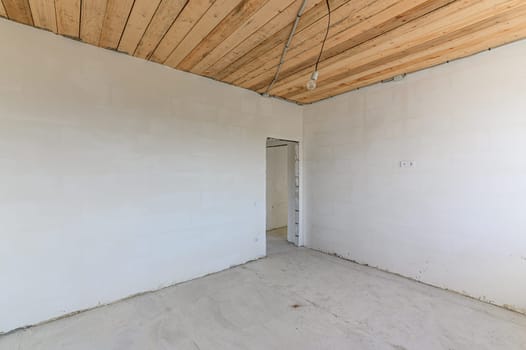 Russia, Moscow- September 10, 2019: interior room rough repair for self-finishing. interior decoration, bare walls of the room, stage of construction