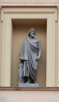 St. Petersburg, Russia, January 15 , 2020. Sculpture Smilis legendary Greek sculptor, Sculpture adorns the building of the New Hermitage.