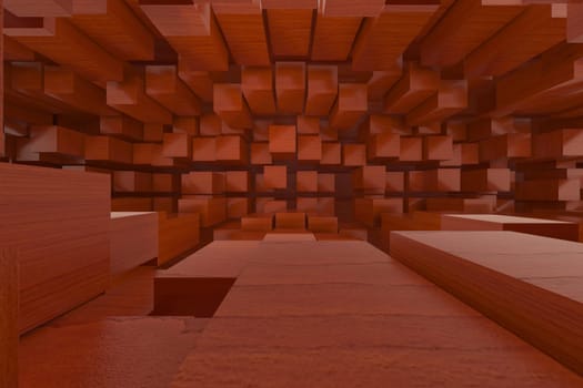 3d rendering of backgrounds abstract. Red wooden box.