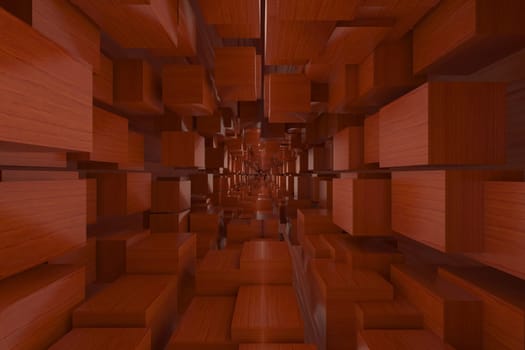 3d rendering of backgrounds abstract. Red wooden box.