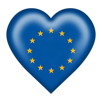 A union flag heart button isolated on white with clipping path