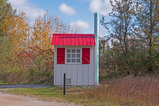 Very Colorful Outhouse by a Lighthouse in Taras Point State Park in Michigan