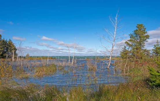 High Water Lagoon on the Shores of Lake Huron at Tawas Point in Tawas Point State Park in Michigan