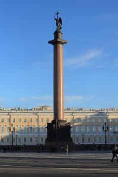 St. Petersburg, Russia, January 20 , 2020. View of the Alexander Column