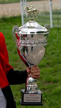 PYATIGORSK,RUSSIA- AUGUST 12,2018:Cup in honor of the New Peinter stallion.of Pyatigorsk hippodrome,Caucasus,Russia.