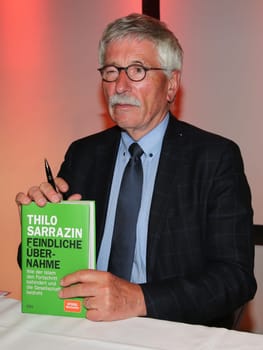 Thilo Sarrazin german SPD politician at a book reading on April 29, 2019 in Magdeburg Saxony Anhalt