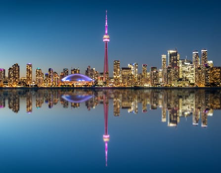 Toronto skyline at night, Ontario, Quebec, Canada