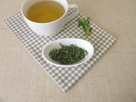 A cup of tea with dried hedge mustard