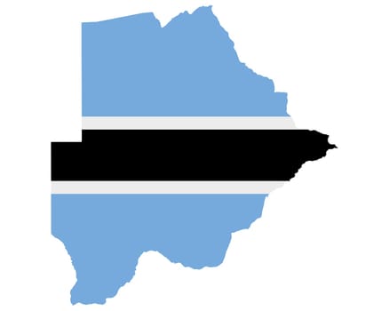 Fahne in Landkarte von Botswana