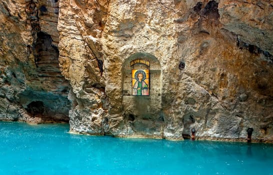 PYATIGORSK,RUSSIA- APRIL 15,2012:Unique underground natural lake with healing properties in the resort Pyatigorsk,Caucasus,Russia.