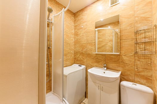 Russia, Moscow- September 10, 2019: interior room apartment modern bright cozy atmosphere. general cleaning, home decoration, preparation of house for sale. bathroom and toilet