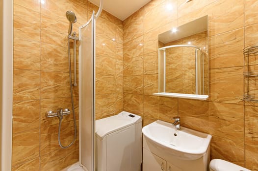 Russia, Moscow- September 10, 2019: interior room apartment modern bright cozy atmosphere. general cleaning, home decoration, preparation of house for sale. bathroom and toilet