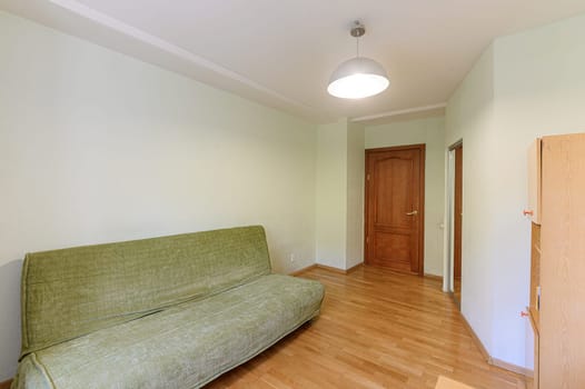 Russia, Moscow- September 10, 2019: interior room apartment modern bright cozy atmosphere. general cleaning, home decoration, preparation of house for sale