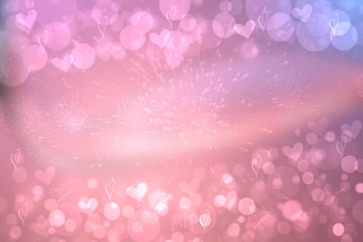 Valentines or wedding day card template. Abstract delicate love romantic holiday gradient pink blue background texture with hearts. Beautiful backdrop with space.