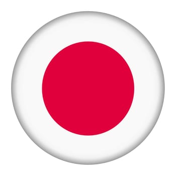 A Japan flag button illustration with clipping path
