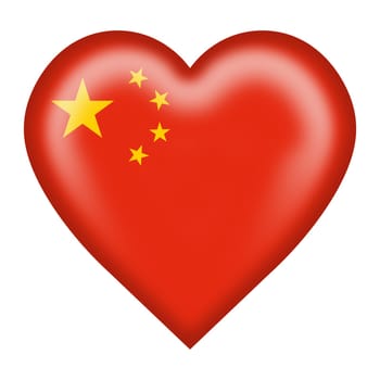 A China heart illustration on white with clipping path.