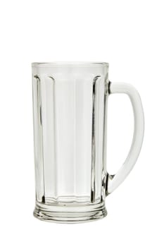 Empty beer glass mug isolated on white background.