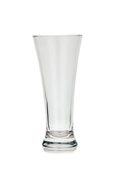 Empty clear beer glass isolated on white background. Pilsner glass